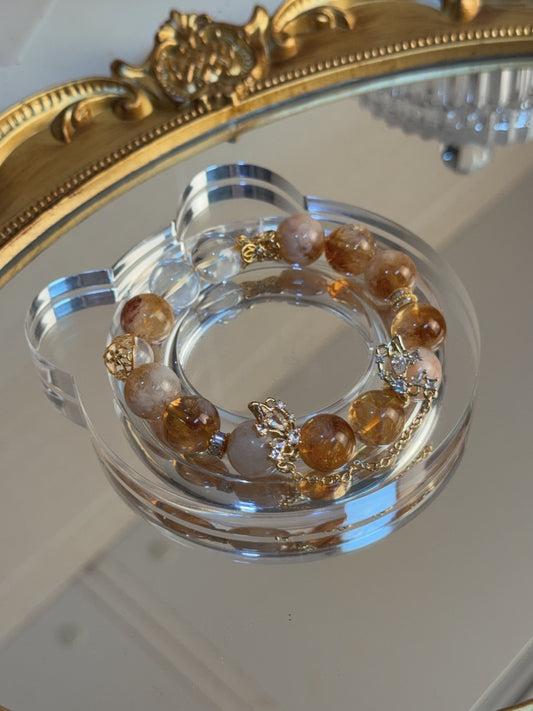 Golden Butterfly Blessing real crystal bracelet detail
