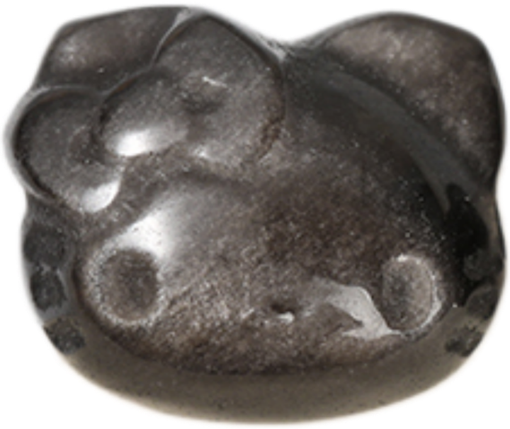 Silver Obsidian Kitty 12mm