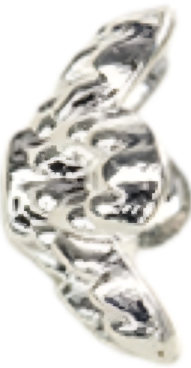 Bright Silver Alloy Bead Cap — Right 6mm