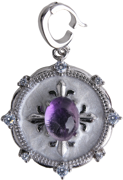 Amethyst Silver-Clasp Pendant 25mm