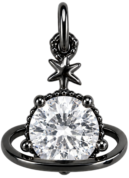 Black Zircon Planet Pendant 10mm