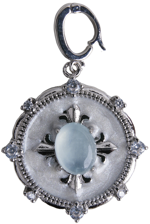 Ice Blue Silver Clasp Pendant 25mm