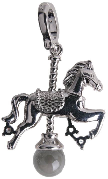 Silver Swirl Carousel Pendant 25mm
