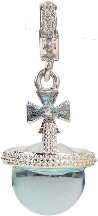 Vintage Ice Blue Silver Cross 10mm