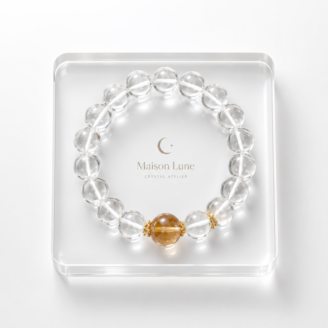 Gold Leaf Fortune crystal bracelet by Maison Lune