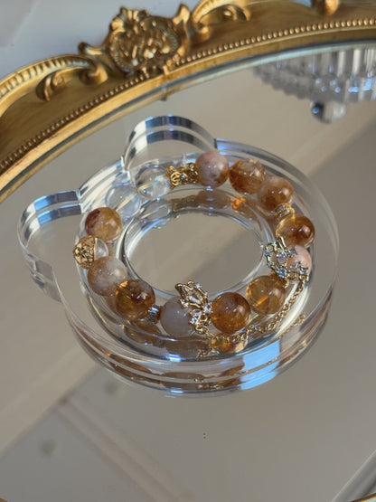 Golden Butterfly Blessing real crystal bracelet detail