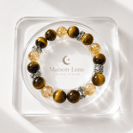 Golden Tiger Fortune crystal bracelet by Maison Lune