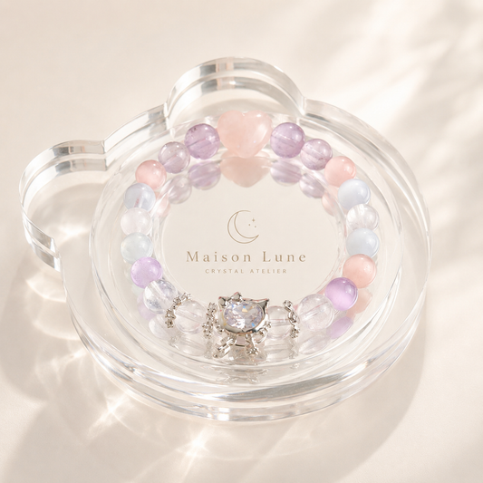 Lucky Spirit Cat crystal bracelet by Maison Lune