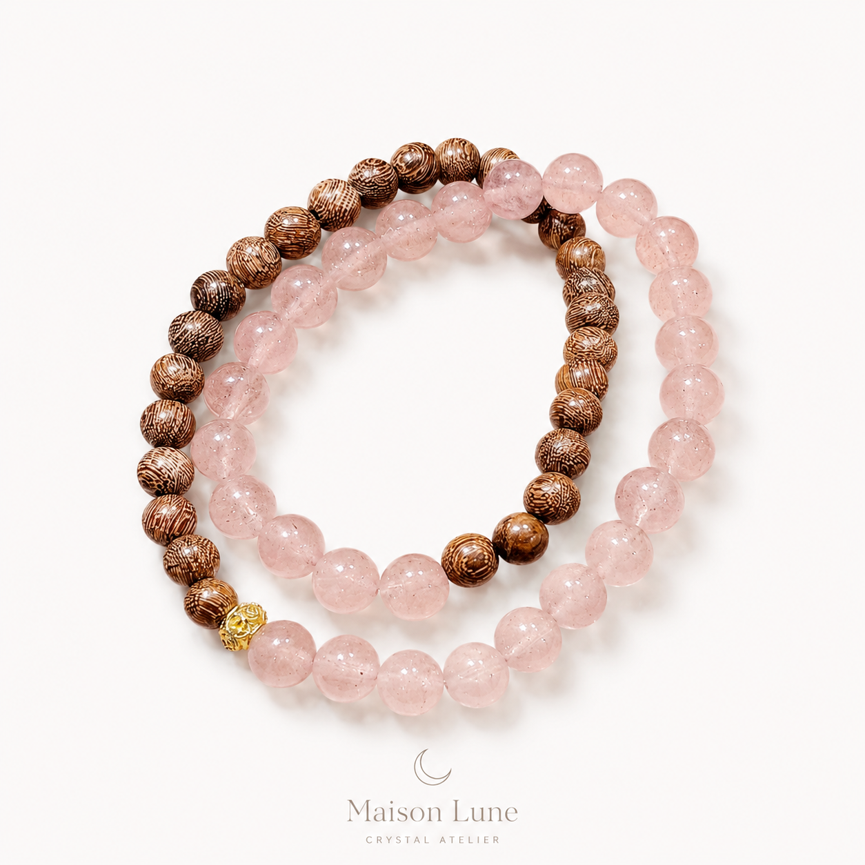 Peachwood Whisper crystal bracelet by Maison Lune
