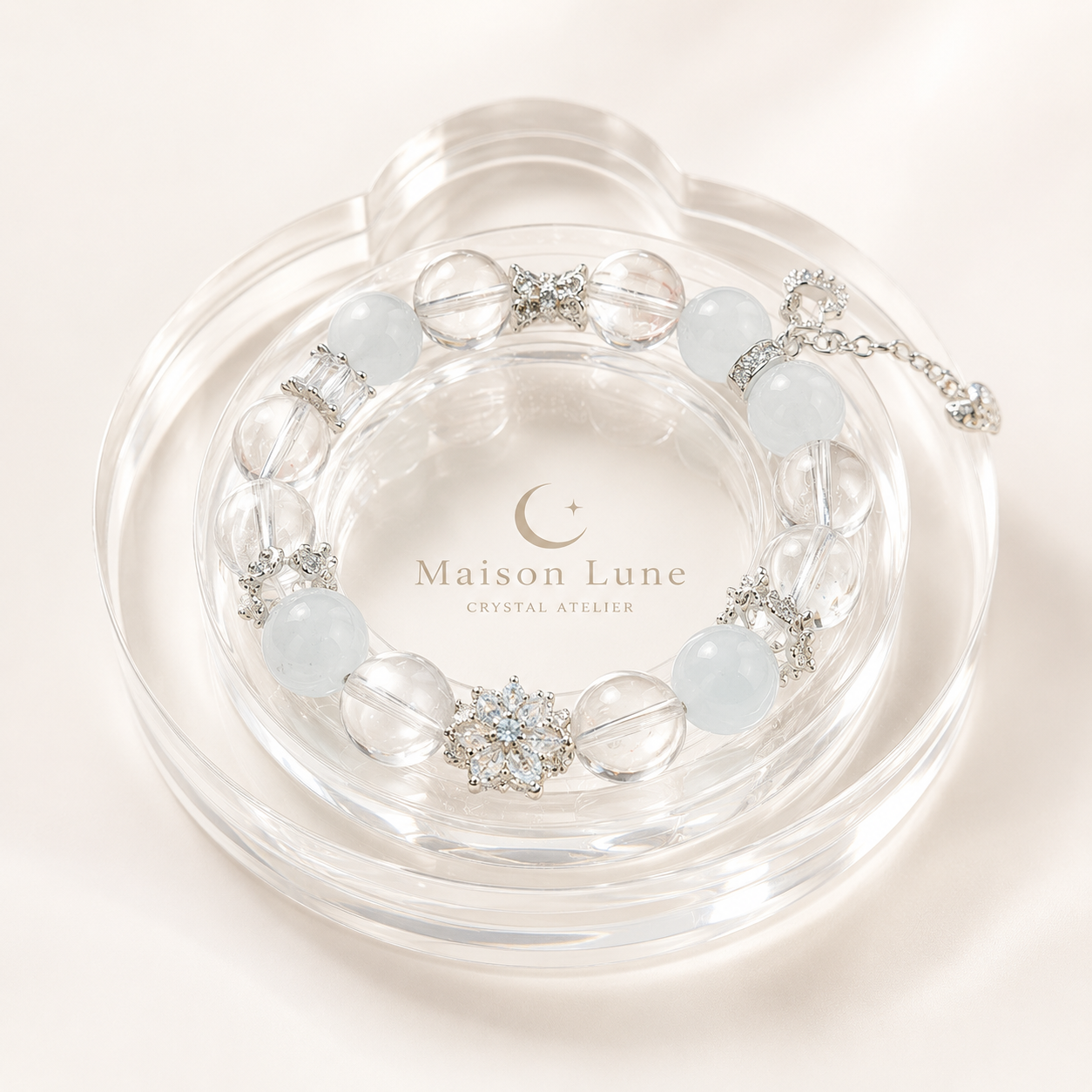 Sakura Frost Sea crystal bracelet by Maison Lune
